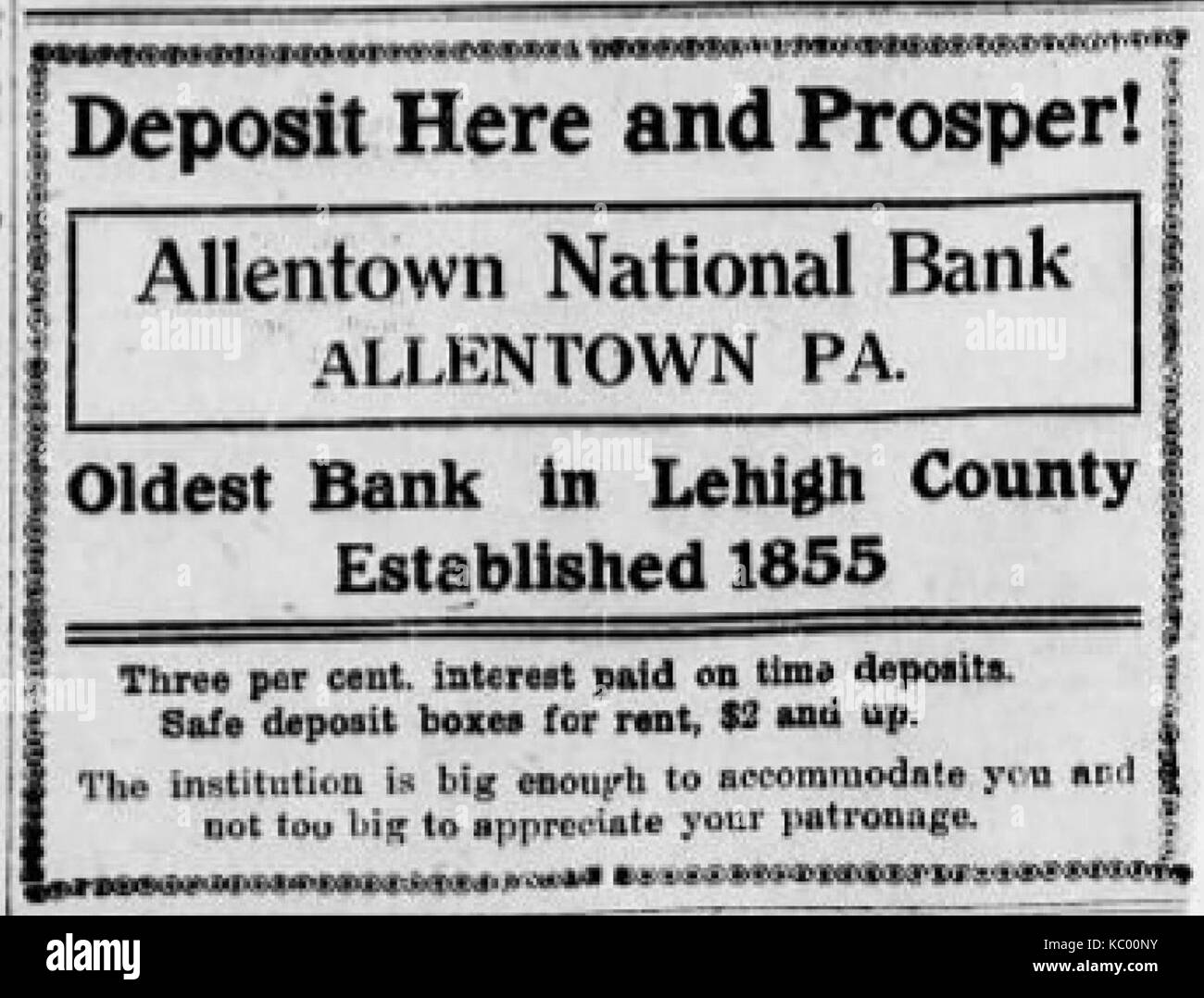 1910 Allentown National Bank Newspaper Ad Allentown PA Stock Photo Alamy