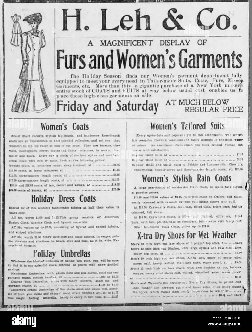 1904 H Leh & Company Newspaper Ad Allentown PA Stock Photo Alamy