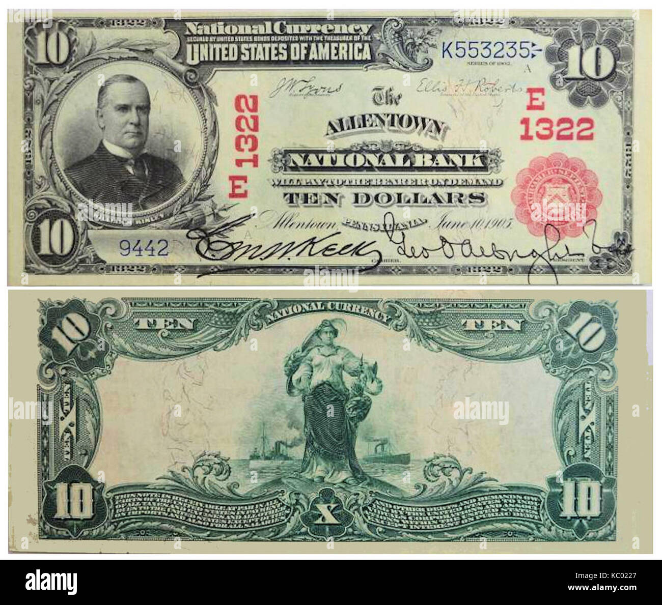 1905 Ten Dollars Allentown National Bank Allentown PA Stock Photo Alamy