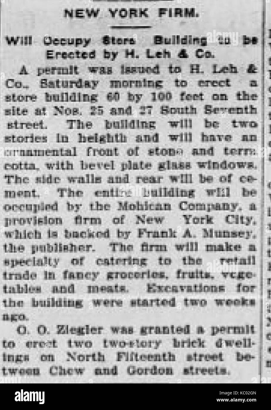 1909 The Mohican Company Newspaper Ad Allentown PA Stock Photo Alamy