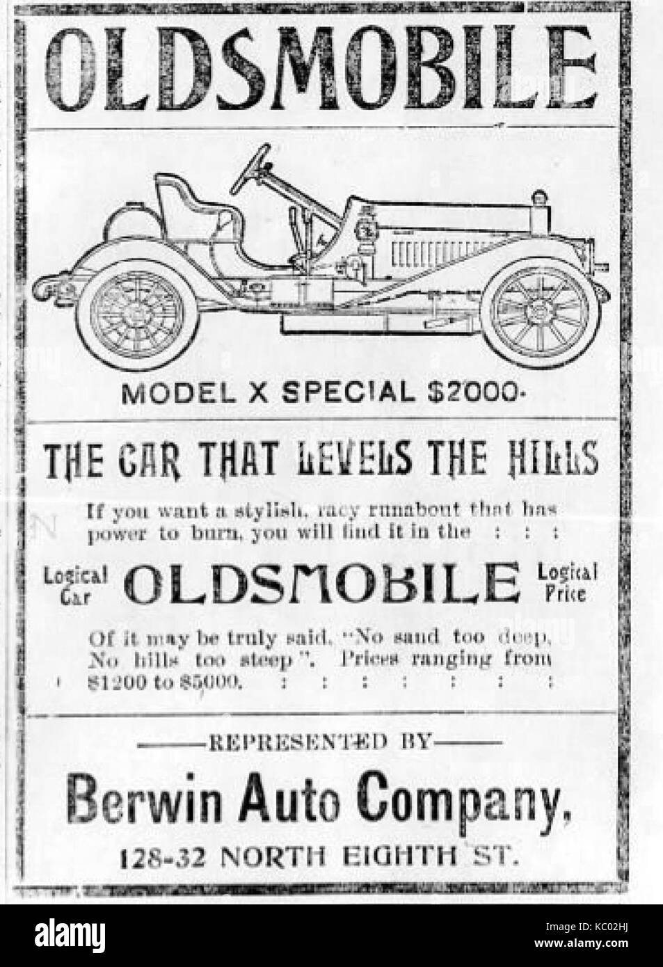 1908 Berwin Auto Company Newspaper Ad Allentown PA Stock Photo - Alamy