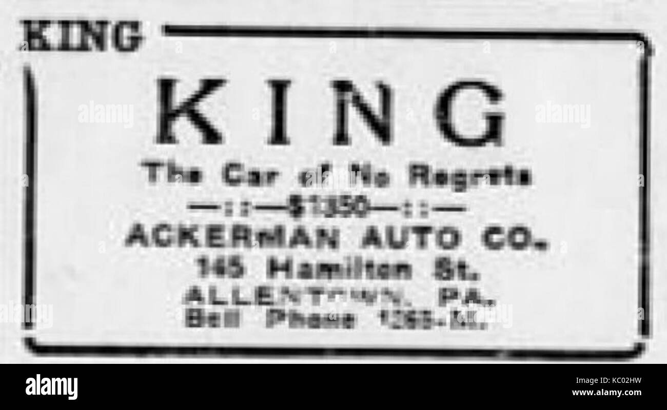 1917 Ackerman Auto Company Newspaper Ad Allentown PA Stock Photo Alamy