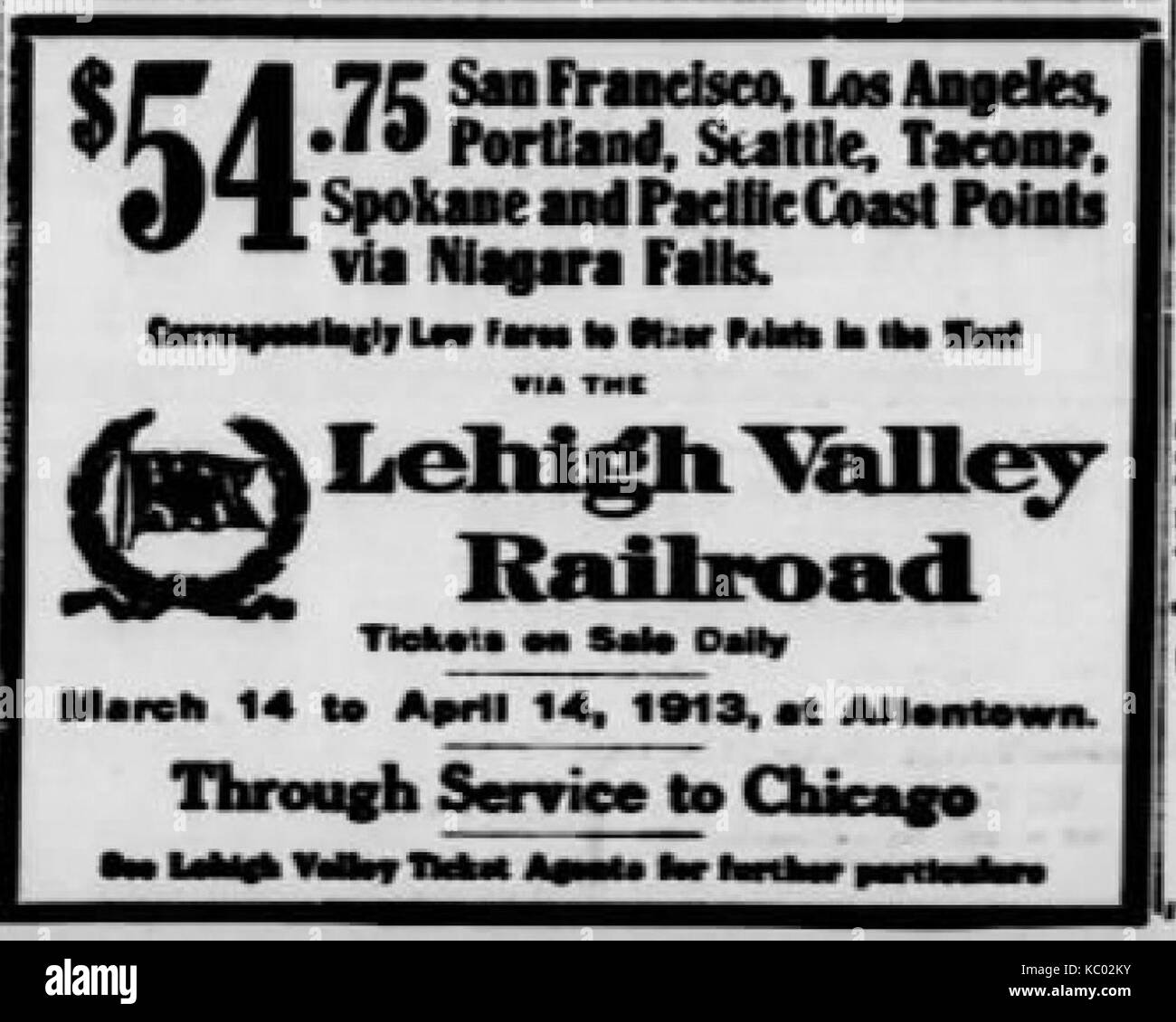 1913 Lehigh Valley Railroad Newspaper Ad Allentown PA Stock Photo Alamy