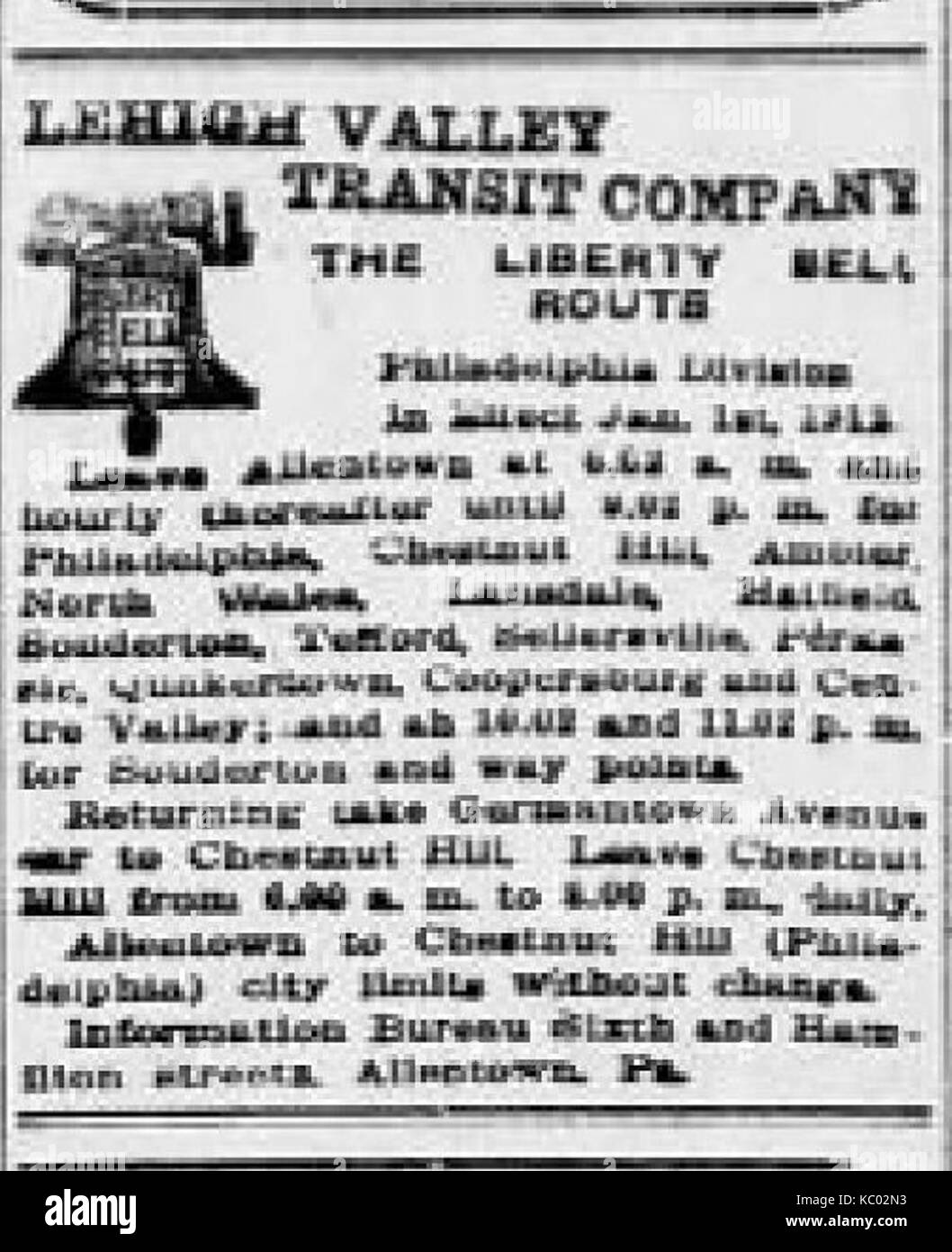 1912 Lehigh Valley Transit Newspaper Ad Allentown PA Stock Photo Alamy