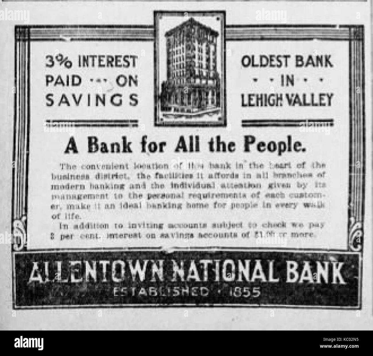 1913 Allentown National Bank Newspaper Ad Allentown PA Stock Photo Alamy
