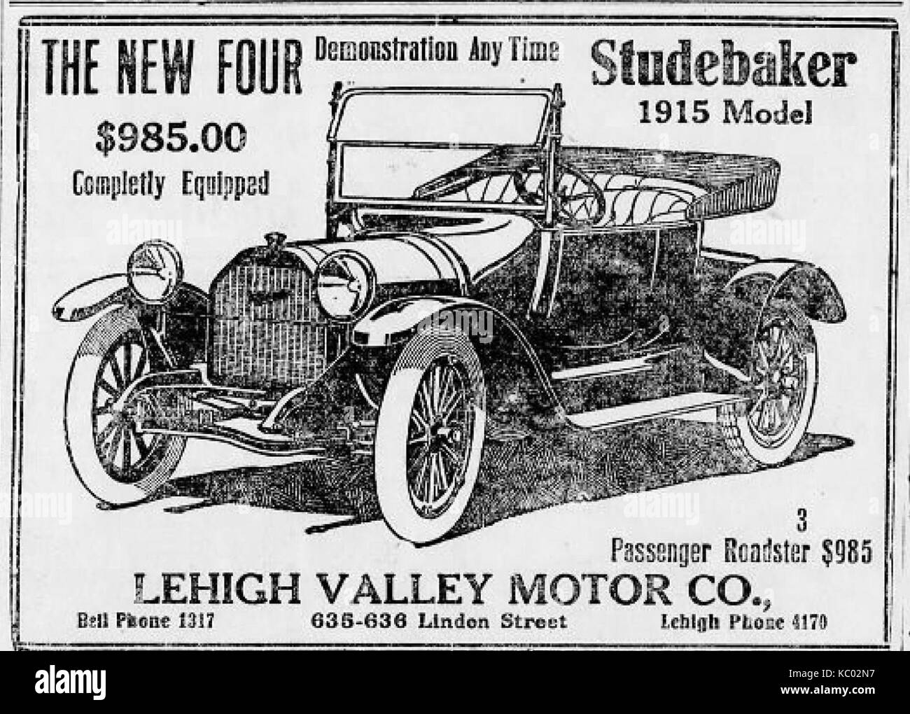 1915 Lehigh Valley Motor Company Newspaper Ad Allentown PA Stock Photo