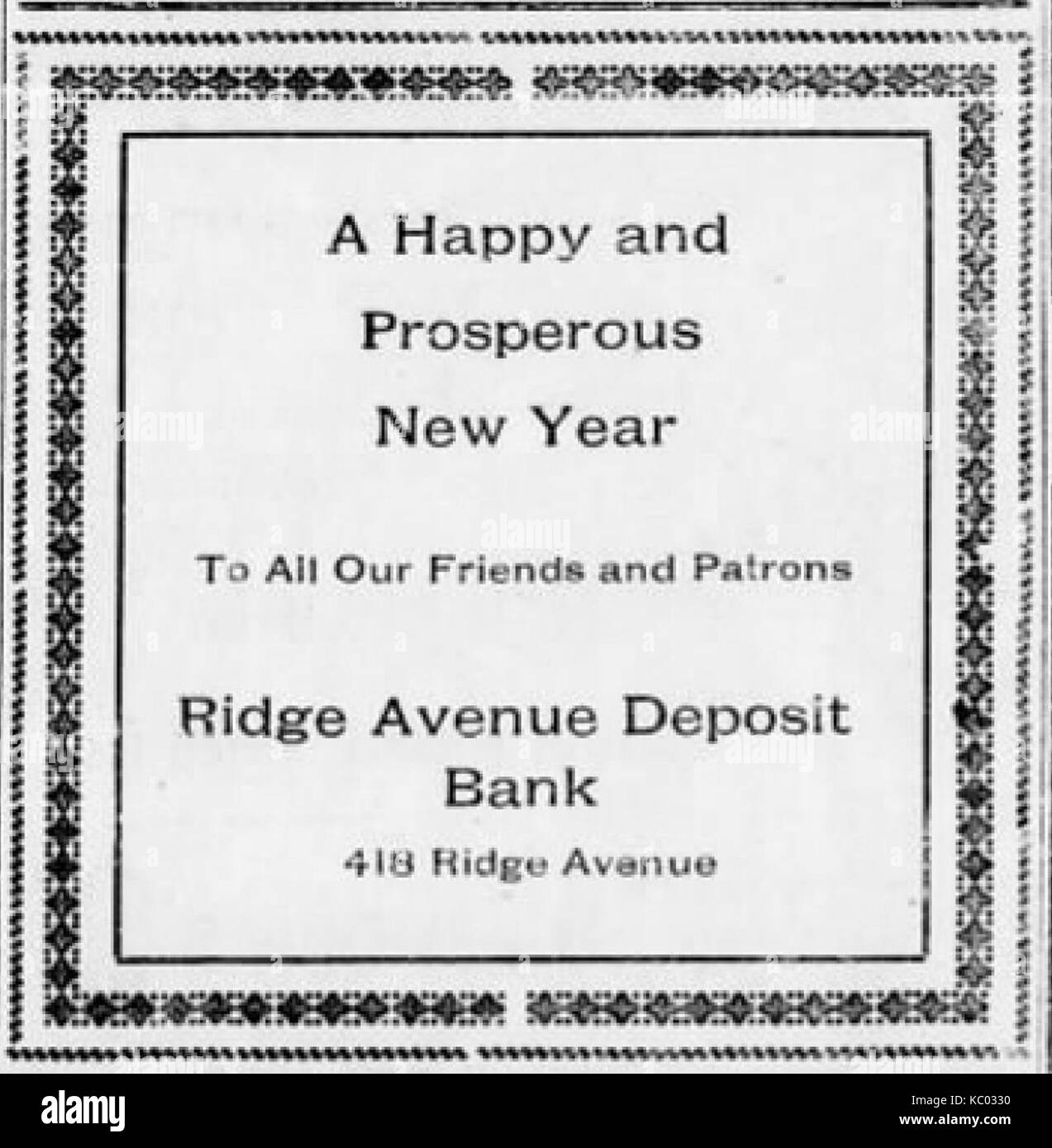 1916 Ridge Avenue Deposit Bank Newspaper Ad Allentown PA Stock Photo Alamy