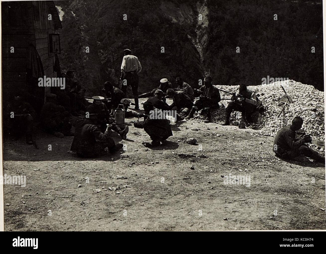 This photograph captures Russian prisoners of war near Folgaria, Italy ...