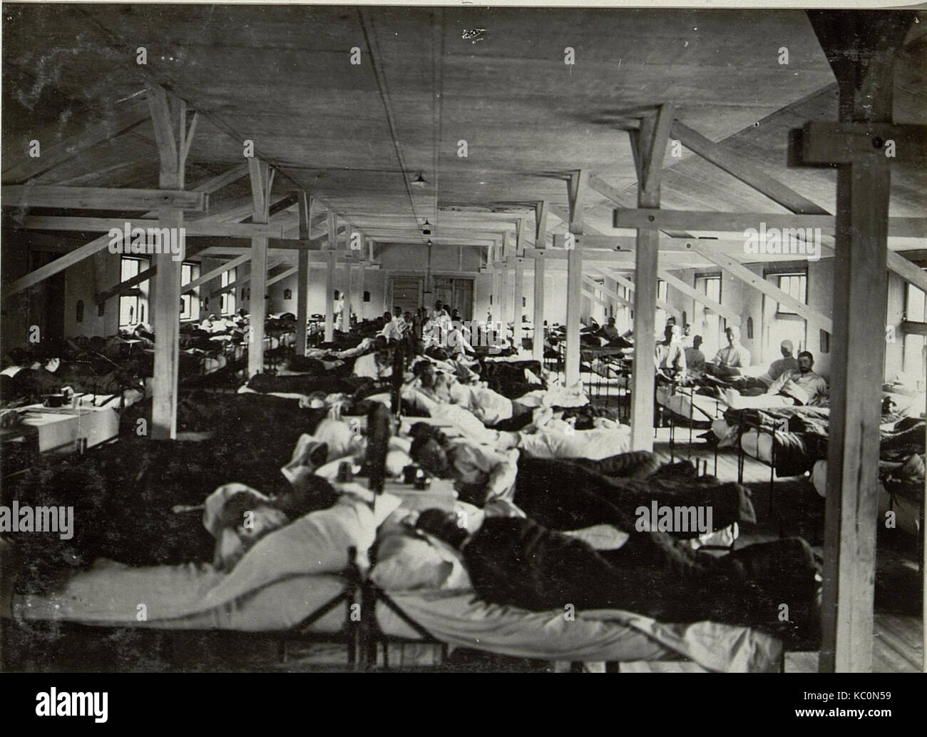A wartime drawing depicting the Italian prisoners' infirmary at Pradl ...