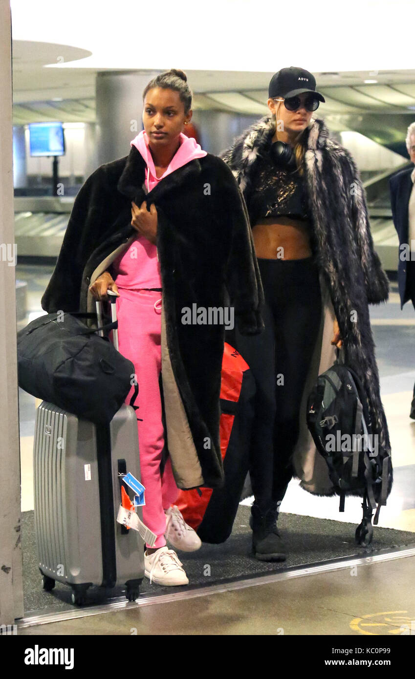 Josephine Skriver and Jasmine Tookes arrive at Los Angeles