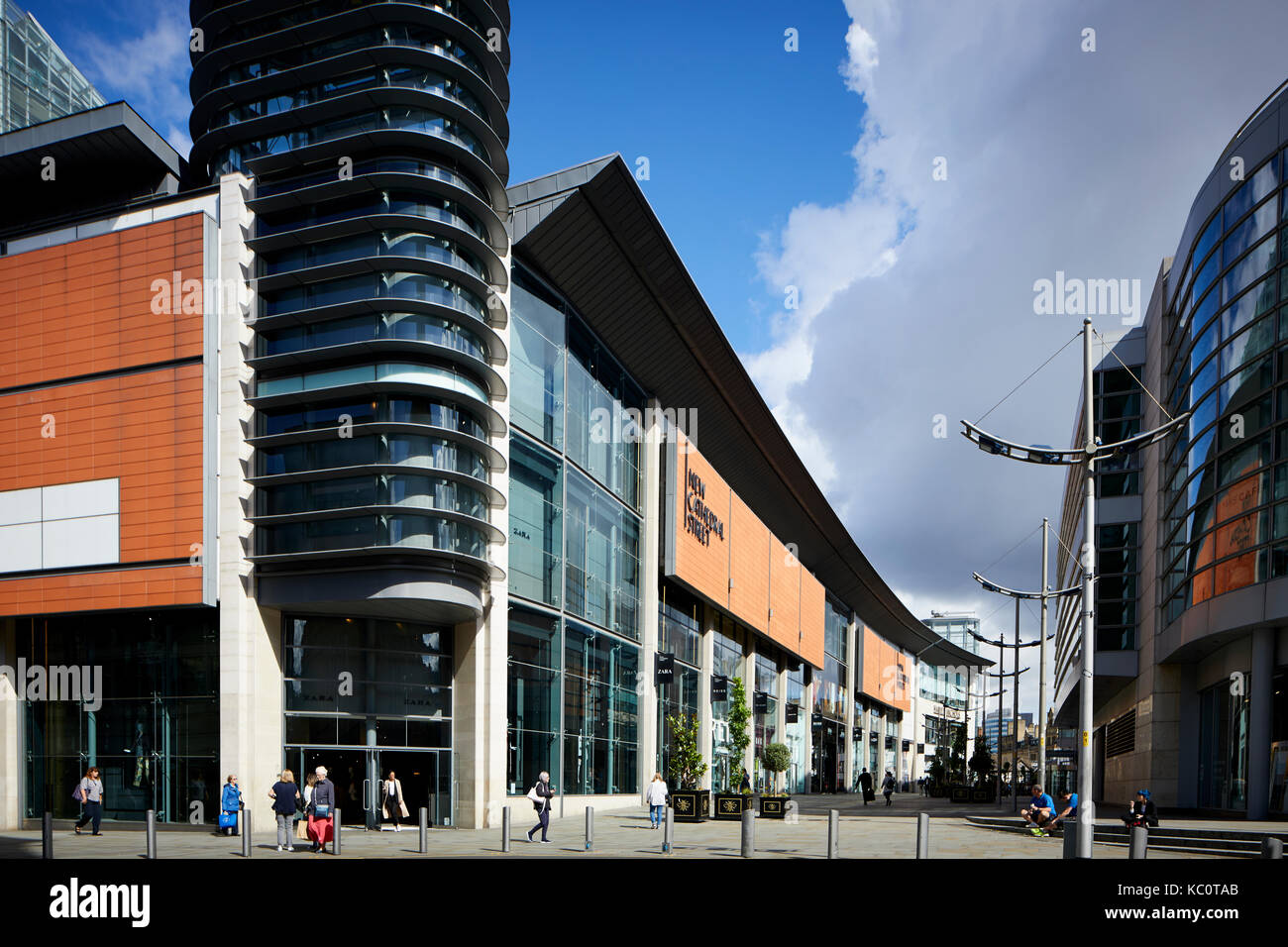 Modern Manchester New Cathedral Street housing high street shops Stock Photo