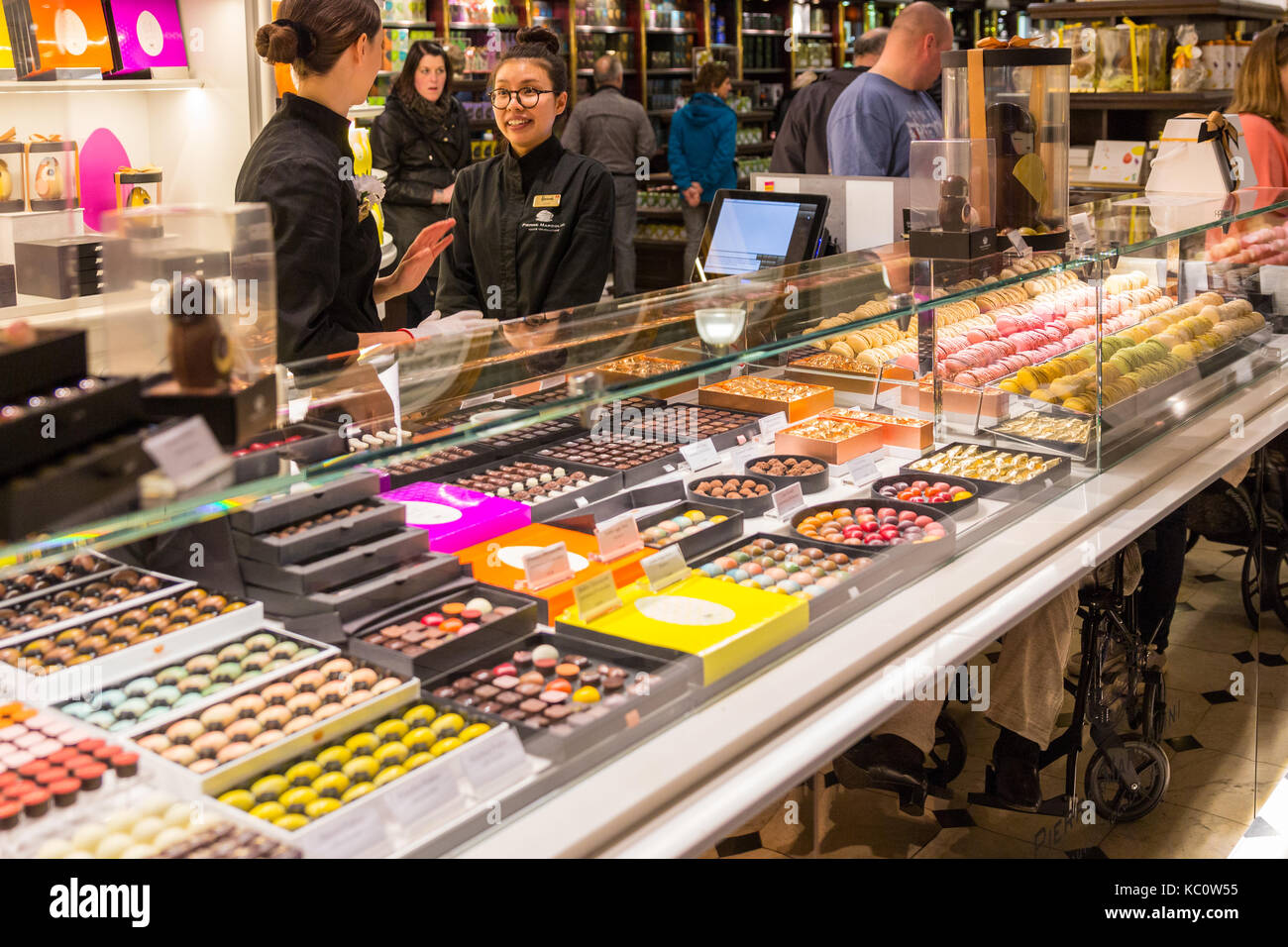 London, England April 4, 2017 Harrods department store interior