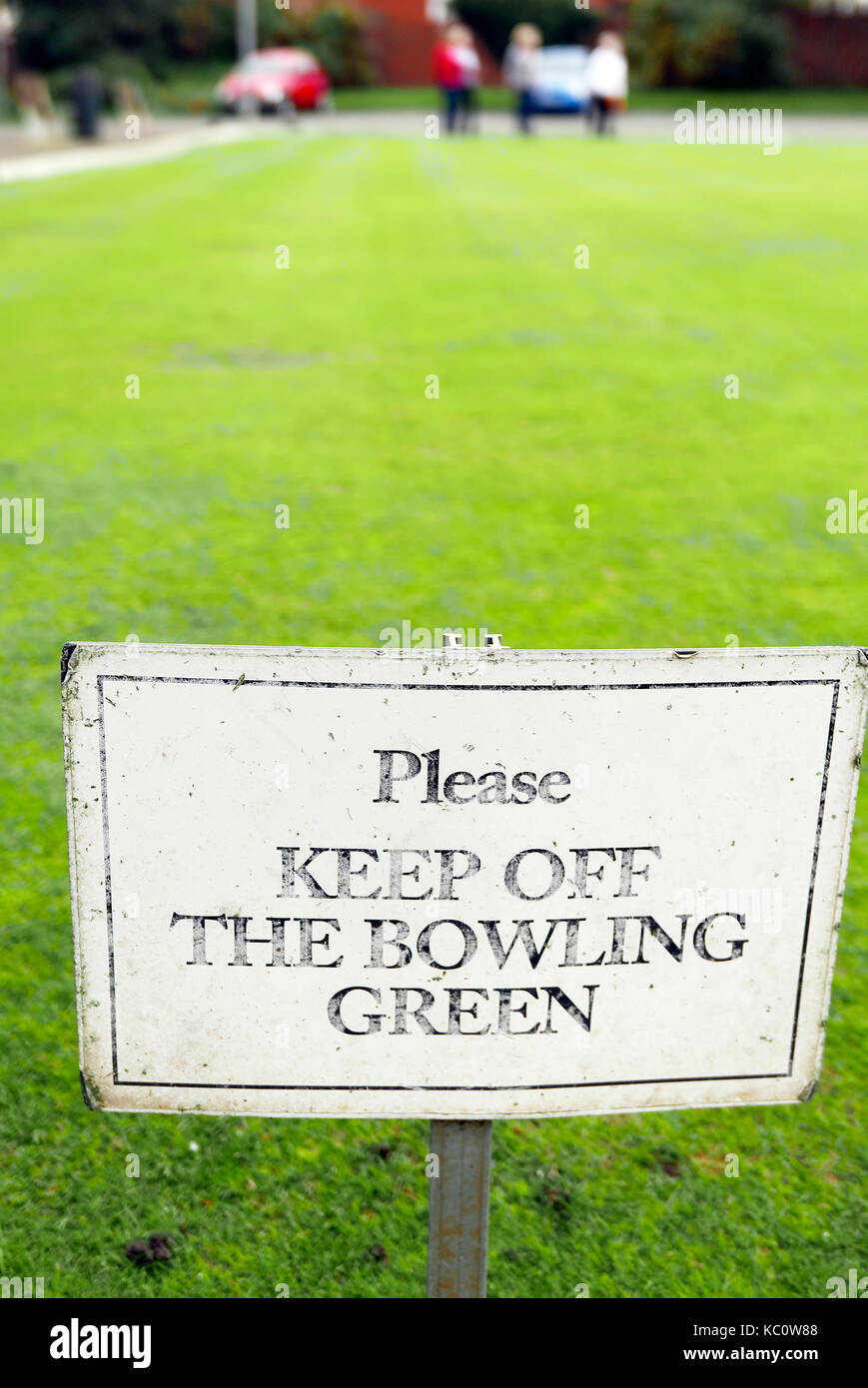 Please keep off the bowling green sign Stock Photo