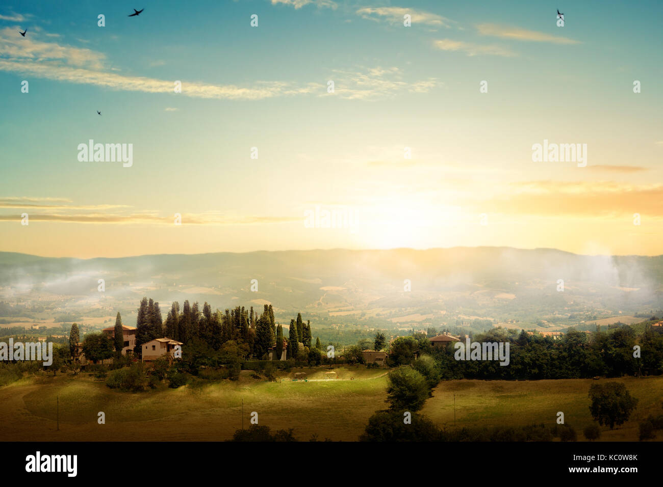 art morning Tuscany - scenic landscape, Italy Stock Photo