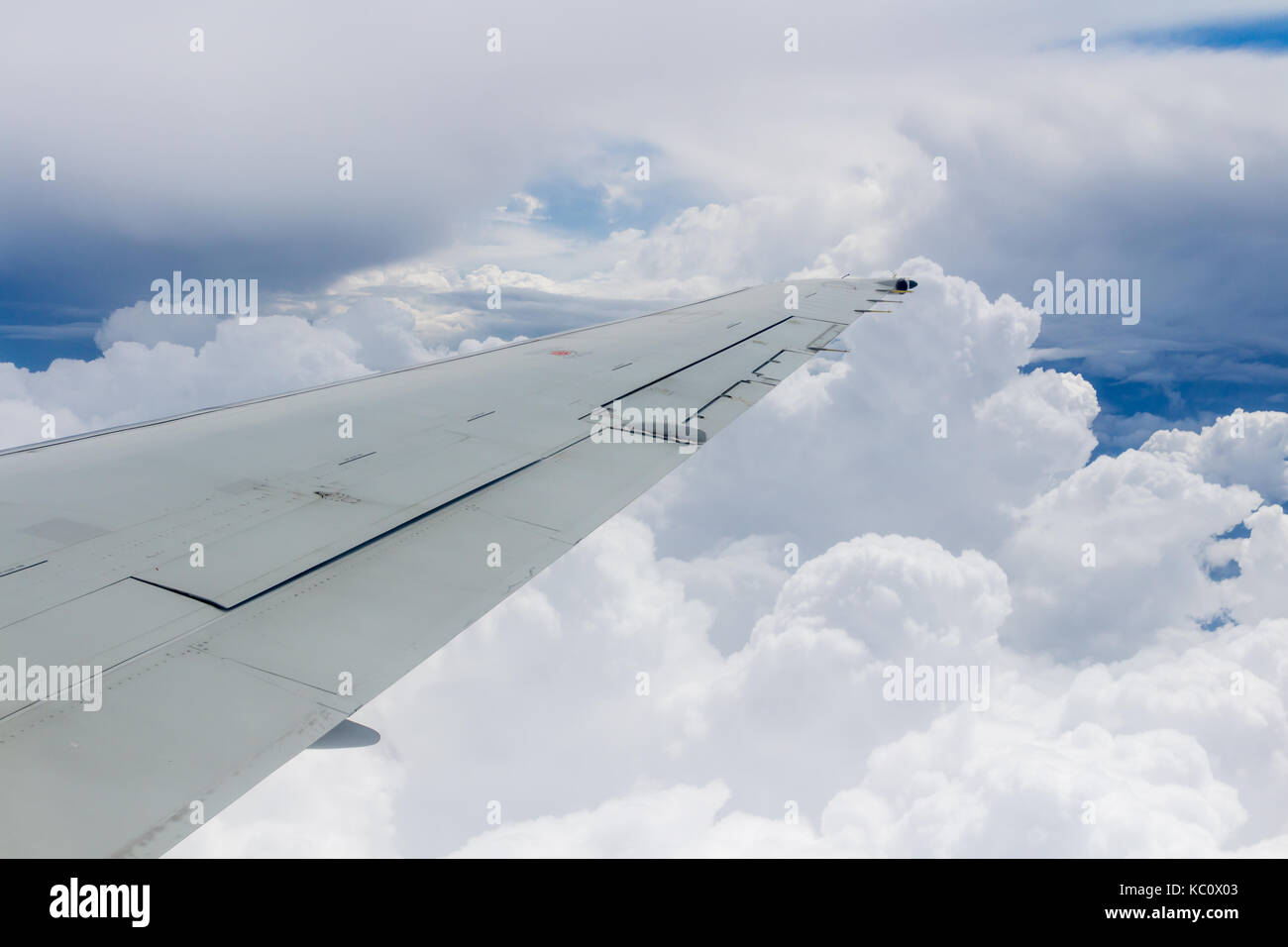 Wing of an airplane. Photo applied to tourism operators. Traveling concept Stock Photo