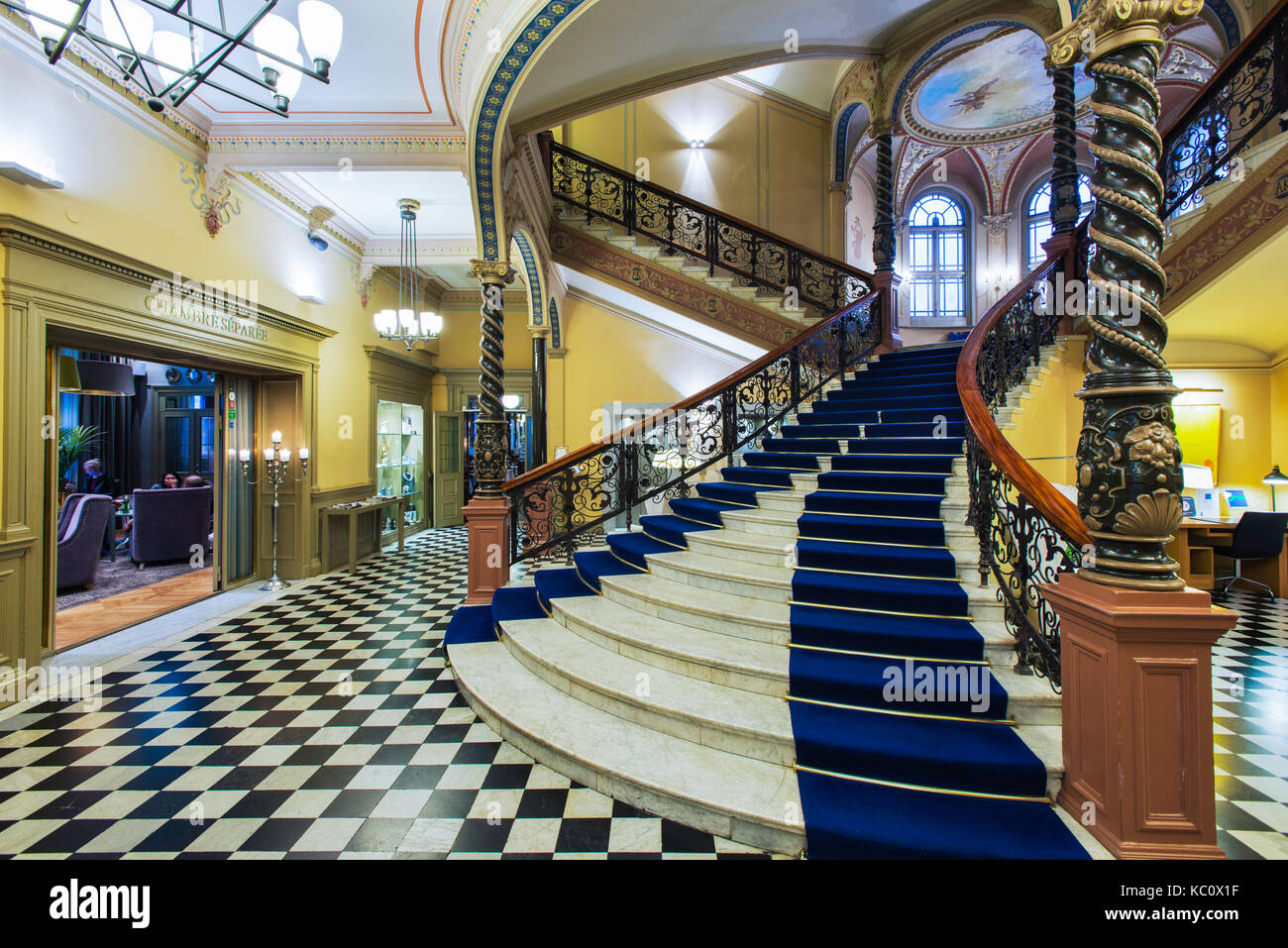 The famous staircase in Hotel Knaust in Sundsvall, Sweden Stock Photo