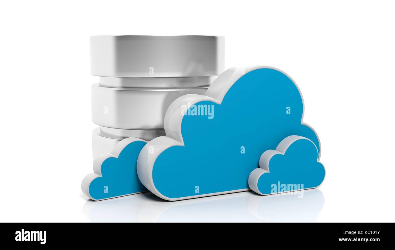 Database and cloud icons isolated on white background. Stock Photo