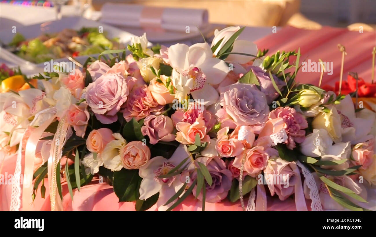 Wedding bouquet of roses. Bride's bouquet on wedding day. Bouquet of