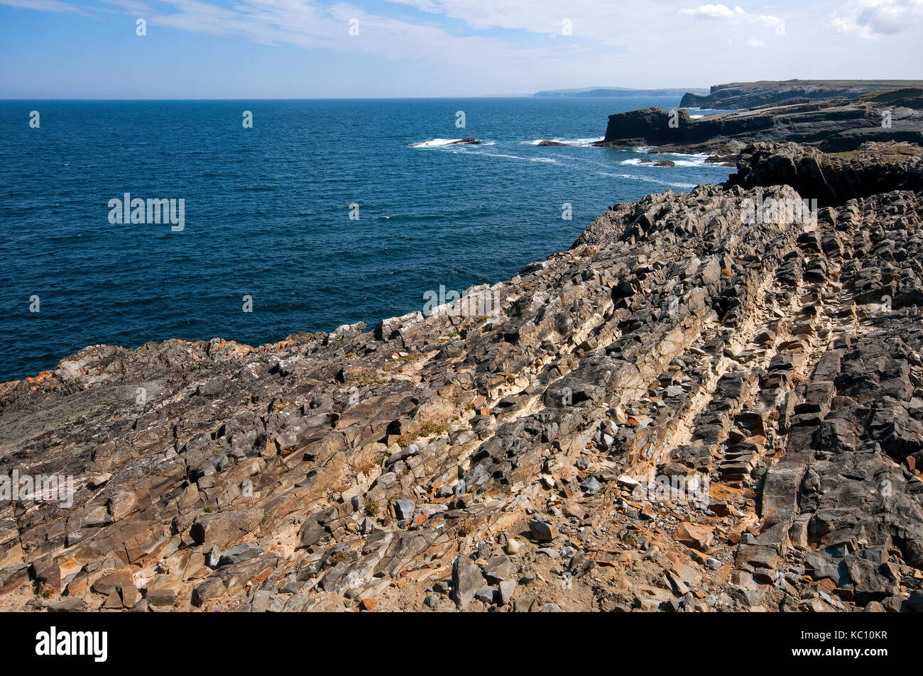 Jagged cliffs near Bridges of Ross, Loop Head peninsula, County Clare ...