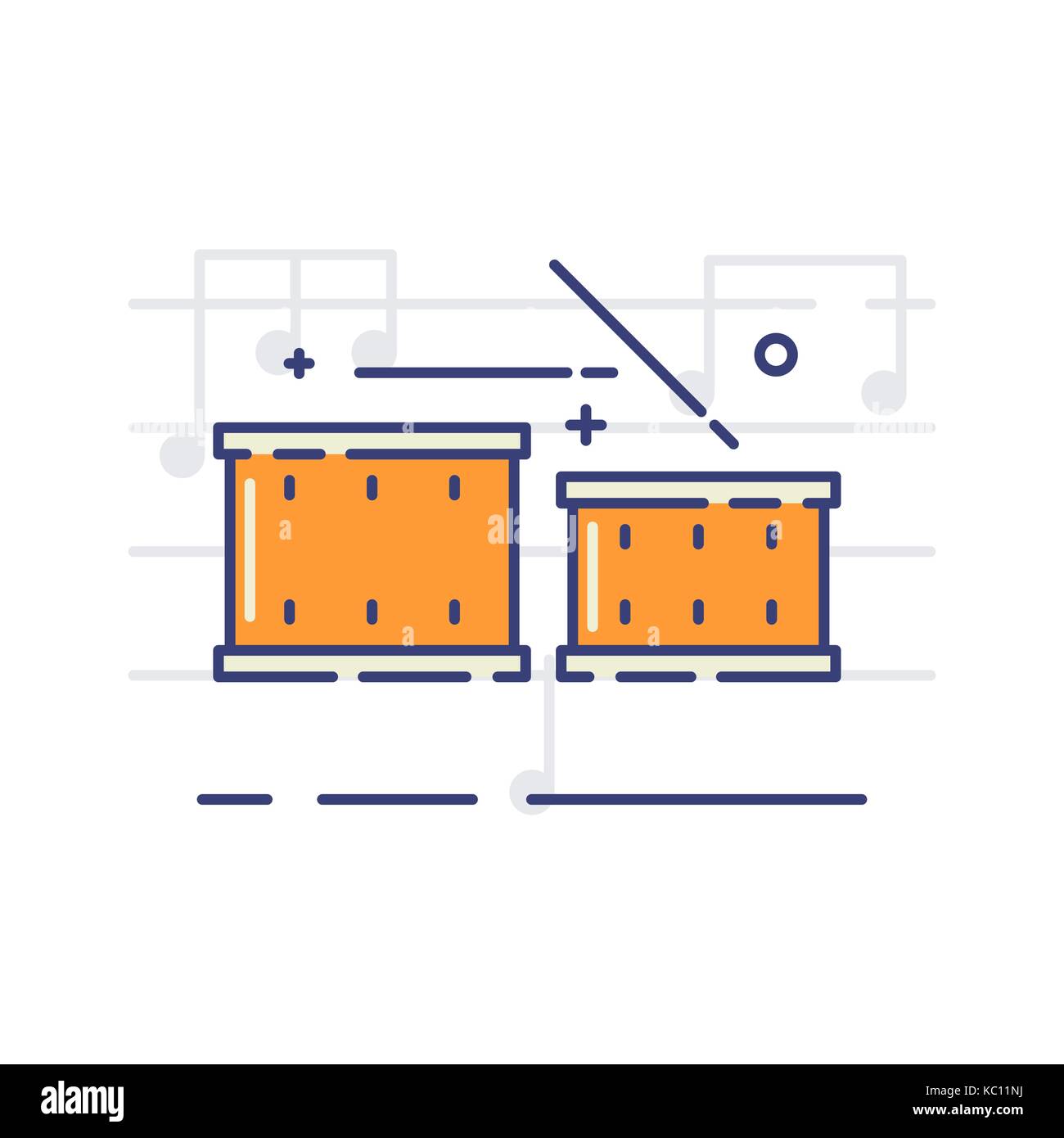 Vector icon of a drum kit on white background. Musical instruments ...