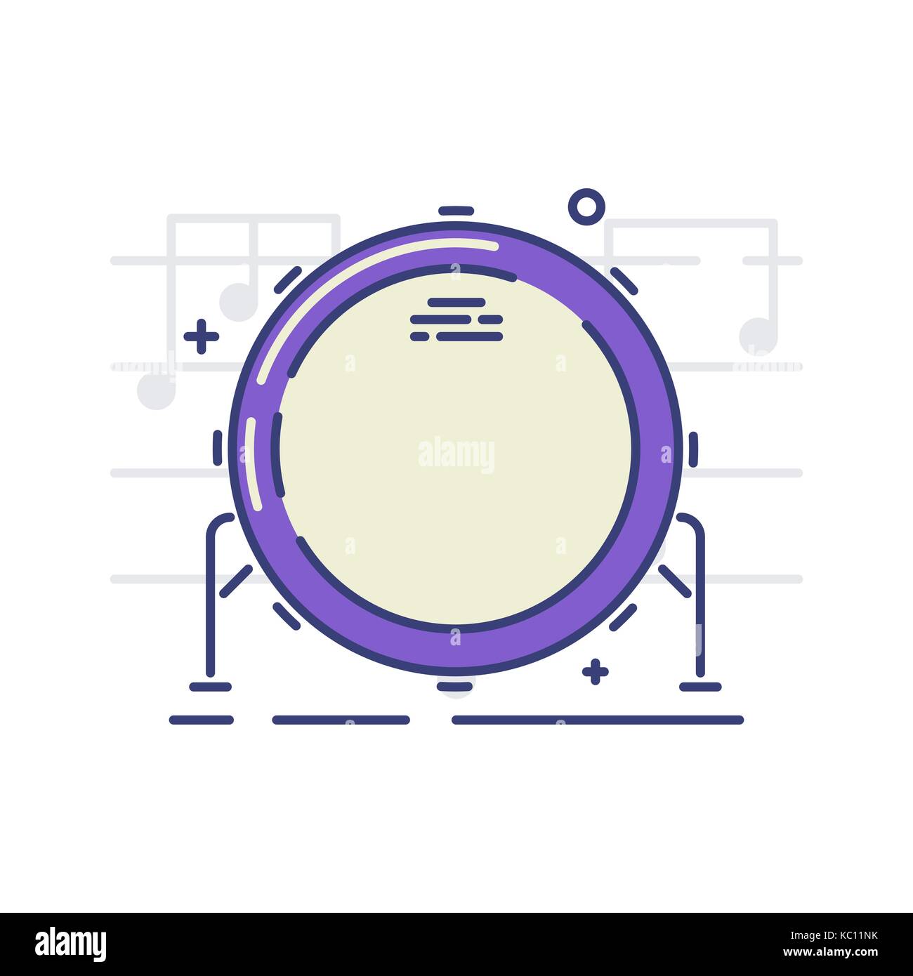 Vector icon of a drum on white background. Musical instruments topic ...