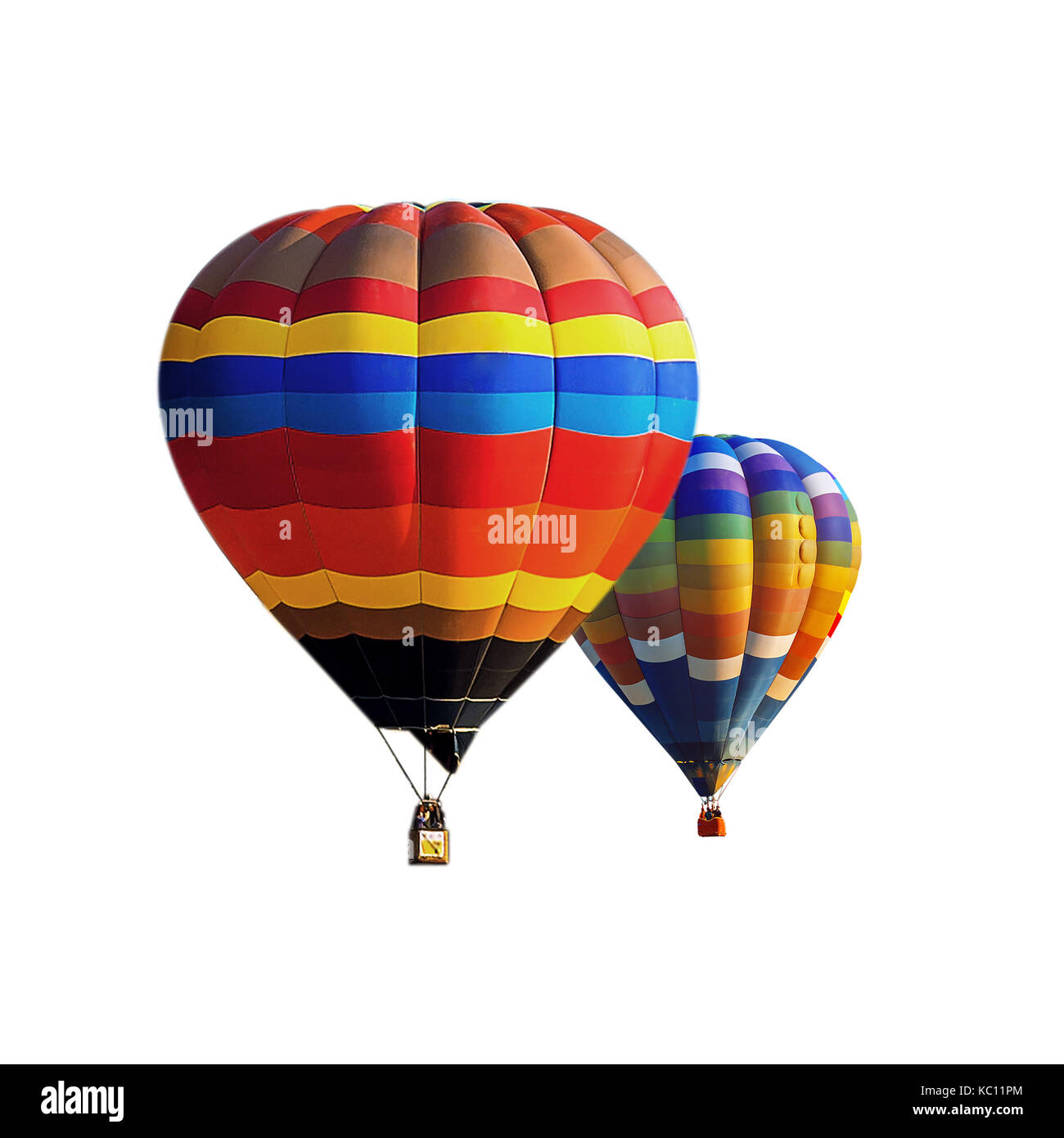 Colorful hot air balloons isolated on white background Stock Photo - Alamy