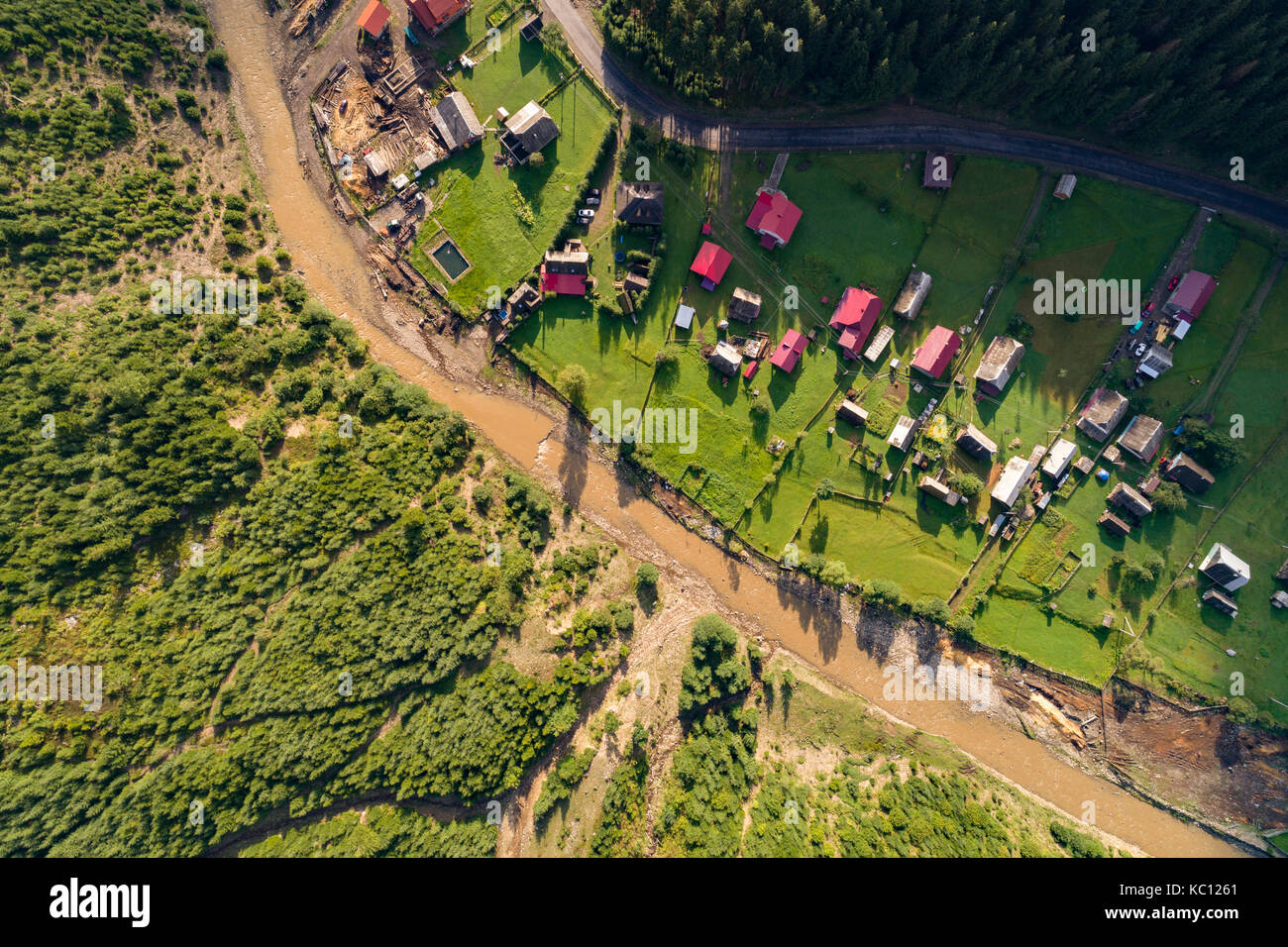 Aerial view of the village in the Carpathian mountains Stock Photo - Alamy