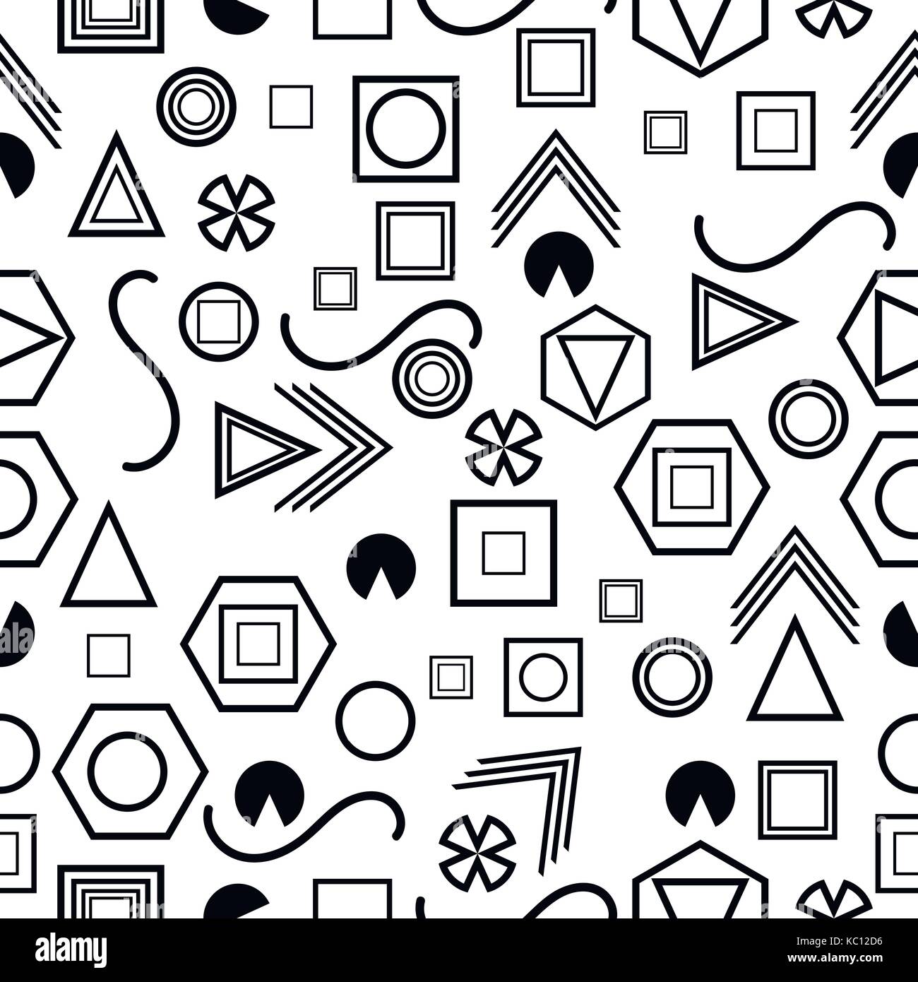 Seamless pattern with geometric figures in the Memphis style. Vector ...
