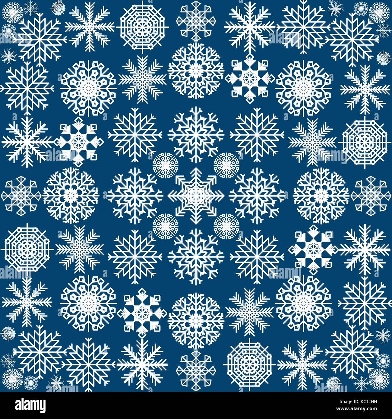 The pattern of snowflakes on a blue background. Vector illustration ...