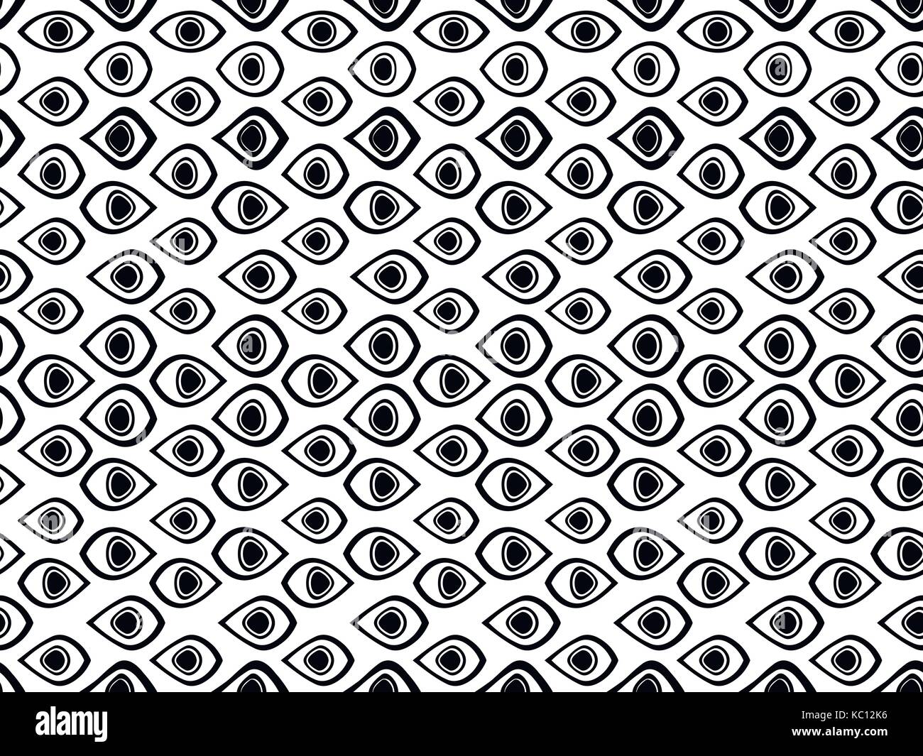 Seamless pattern with eyes. Black and white ornament. Vector ...