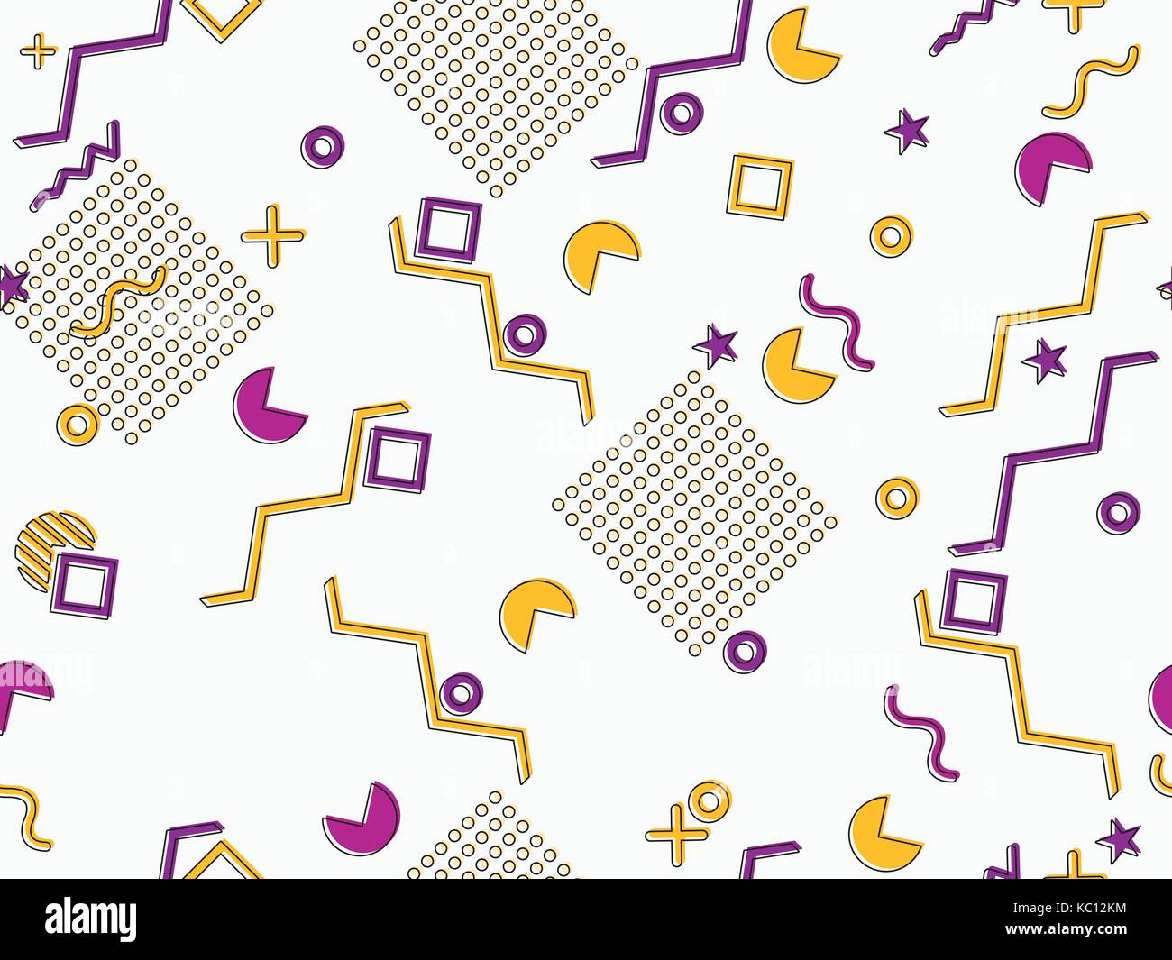 Memphis seamless pattern. Geometric elements memphis in the style of 80 ...
