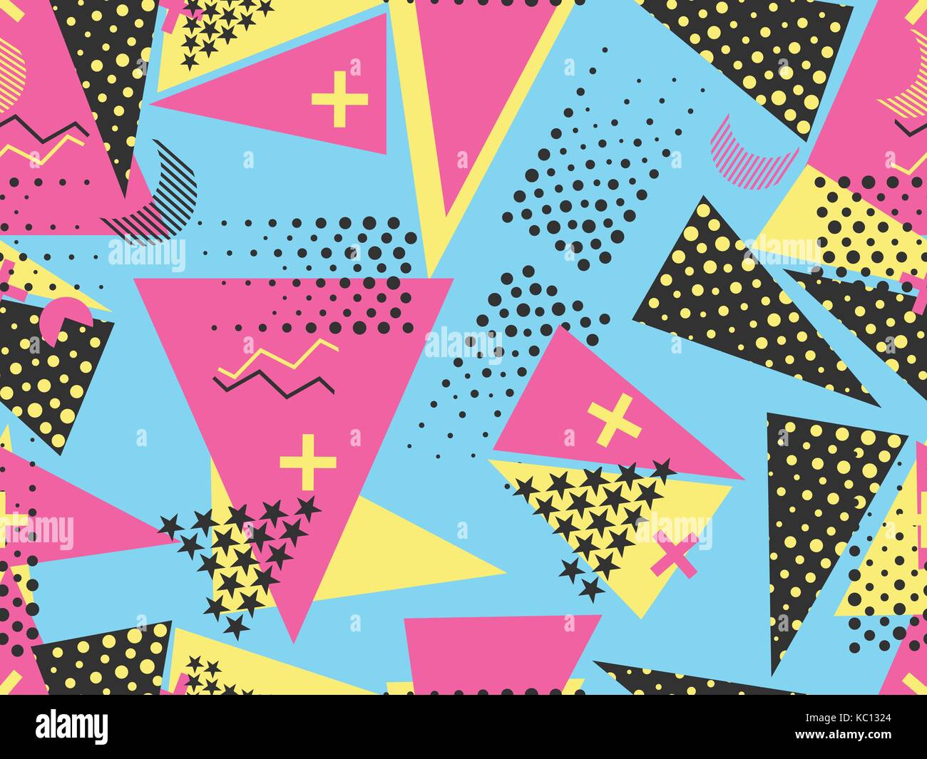 Memphis seamless pattern. Geometric elements memphis in the style of 80 ...
