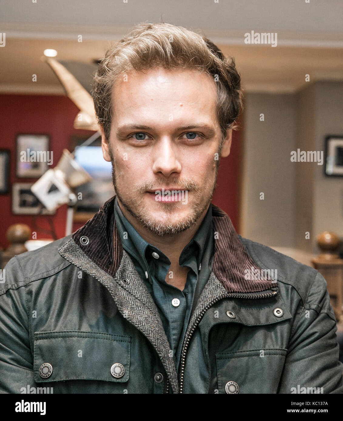 New York, New York September 29th 2017. Actor Sam Heughan accepts position  as brand Ambassador for the Clothing line Barbour. Sppider/ Alamy Stock  Photo - Alamy