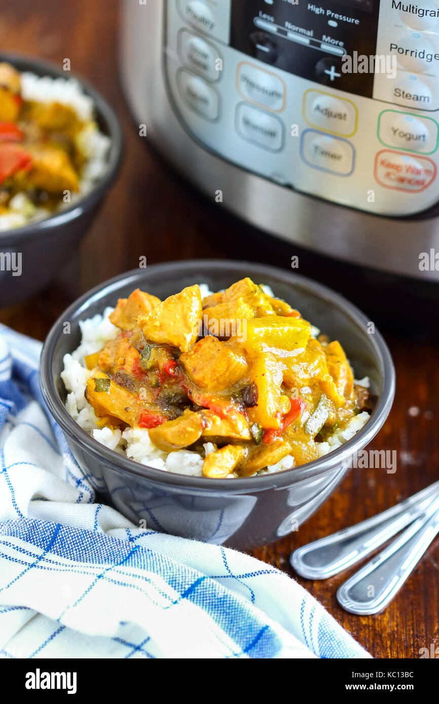 Pressure Cooker Chicken Curry Stock Photo Alamy