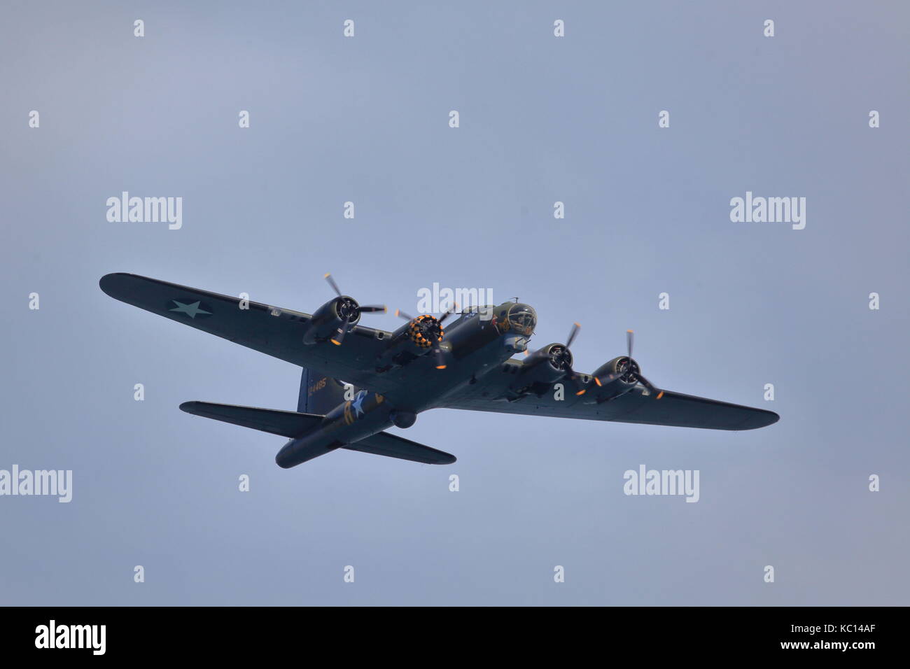 Boeing B-17G Flying Fortress named Sally B in a flypast at the 2011 Bournemouth Air Festival, Dorset UK Stock Photo