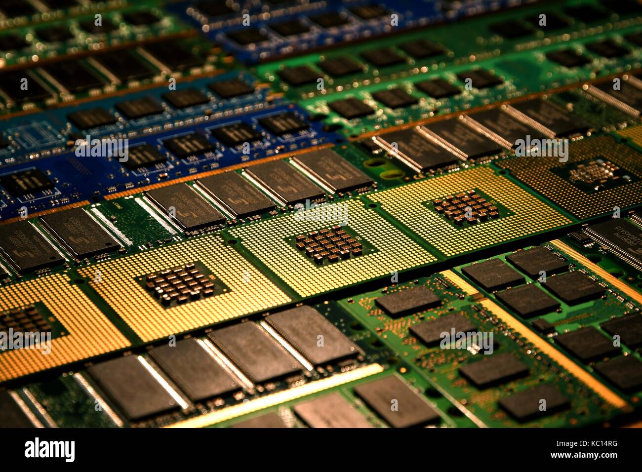 Computer Processor and memory modules, Background Stock Photo Alamy