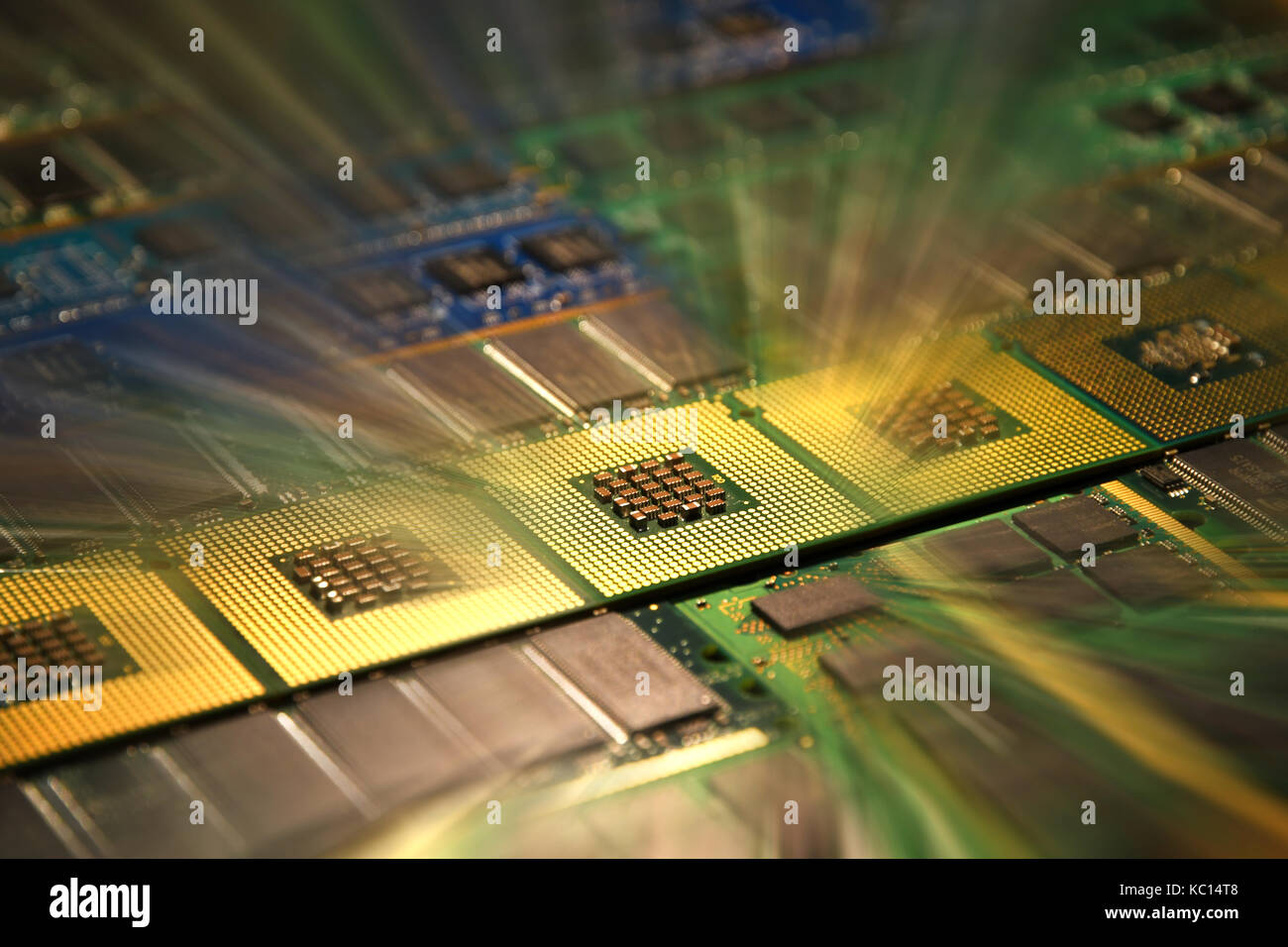 Computer Processor and memory modules, Background Stock Photo Alamy