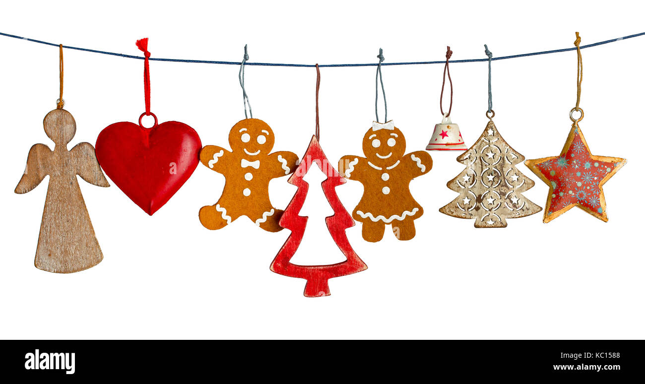 Various Christmas decorations isolated Stock Photo
