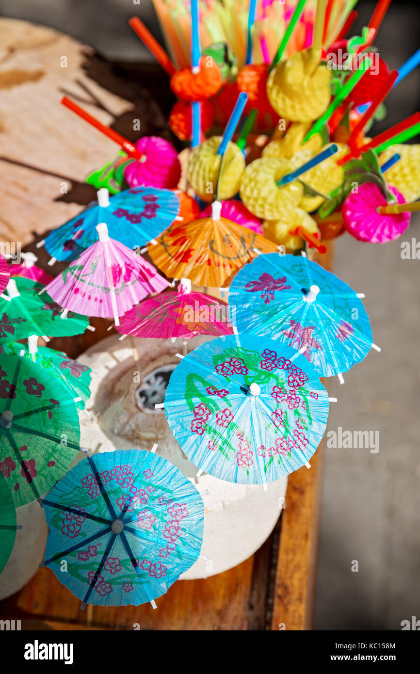 Umbrellas and cocktail straws Stock Photo Alamy