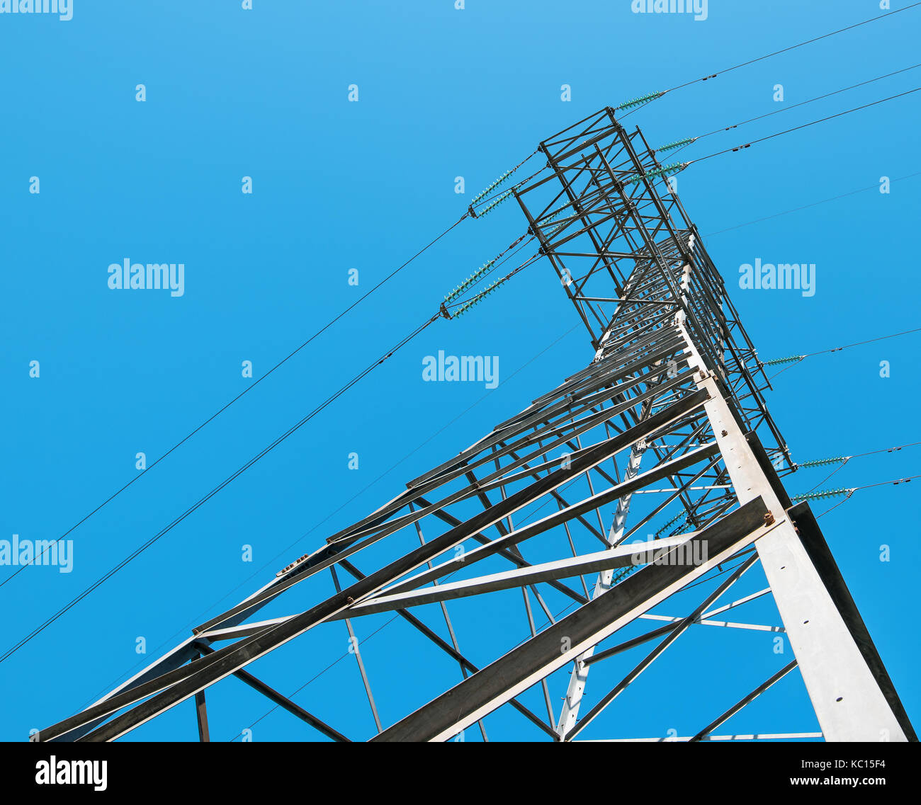 power lines on sky background Stock Photo - Alamy