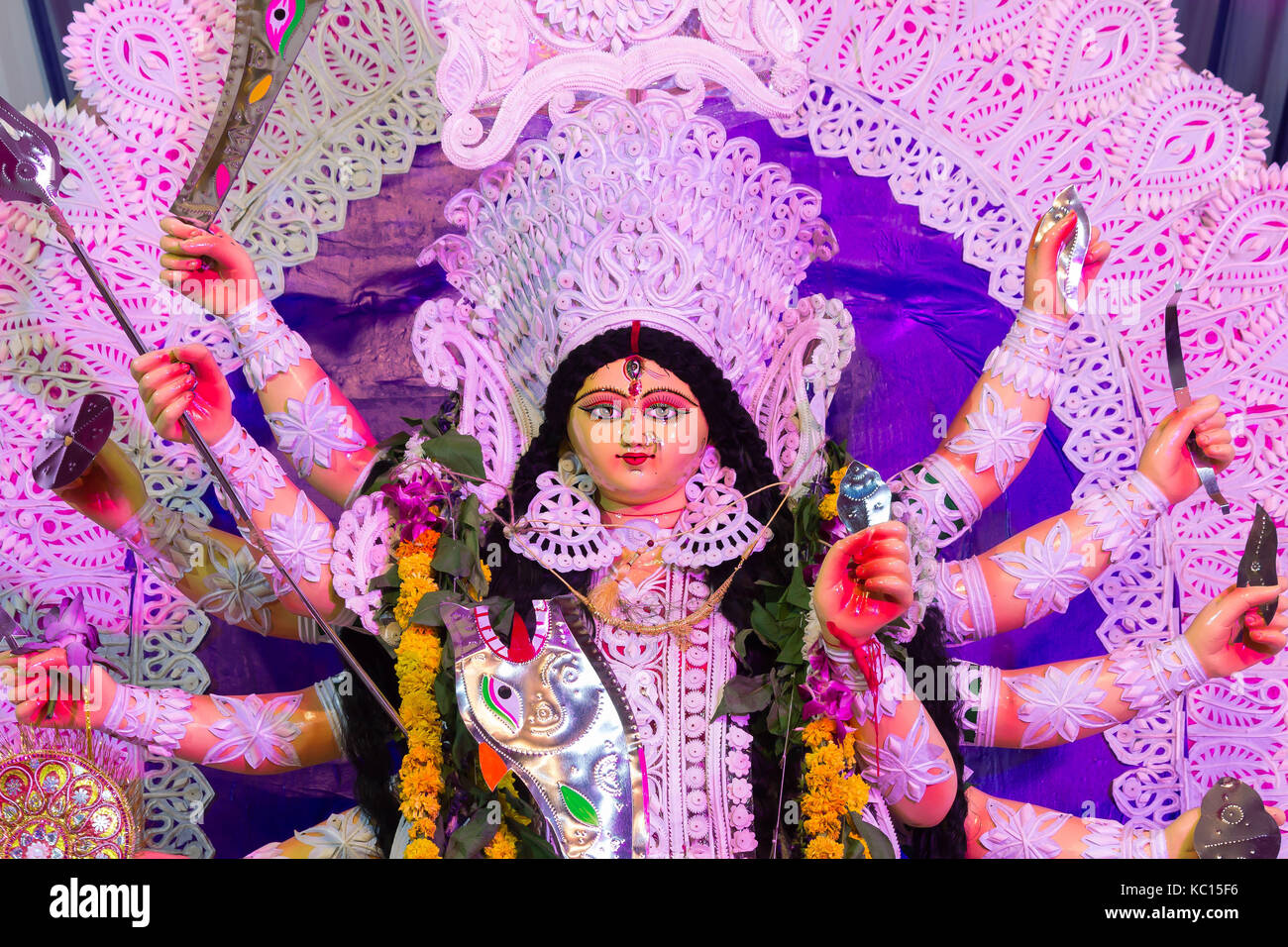 Durga Goddess Front View Stock Photo