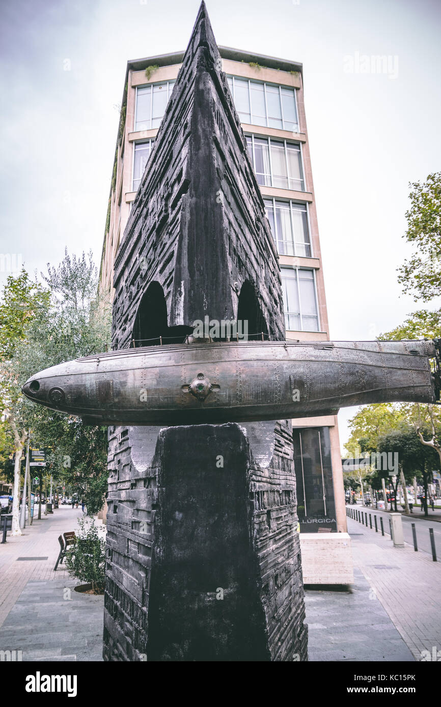 Submarine Statue, Barcelona Spain Stock Photo