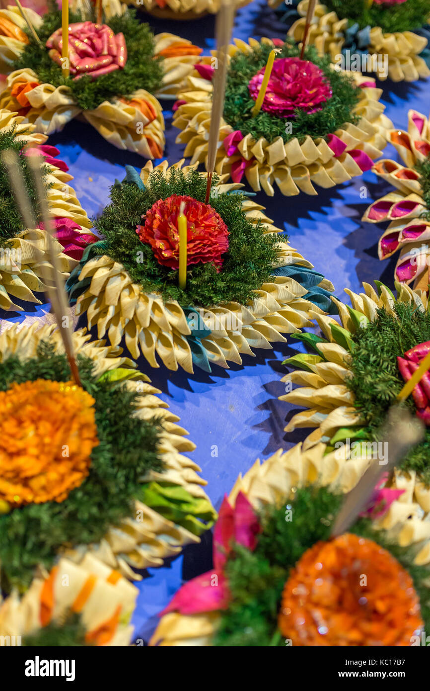 Krathong, the hand crafted floating candle made of floating part