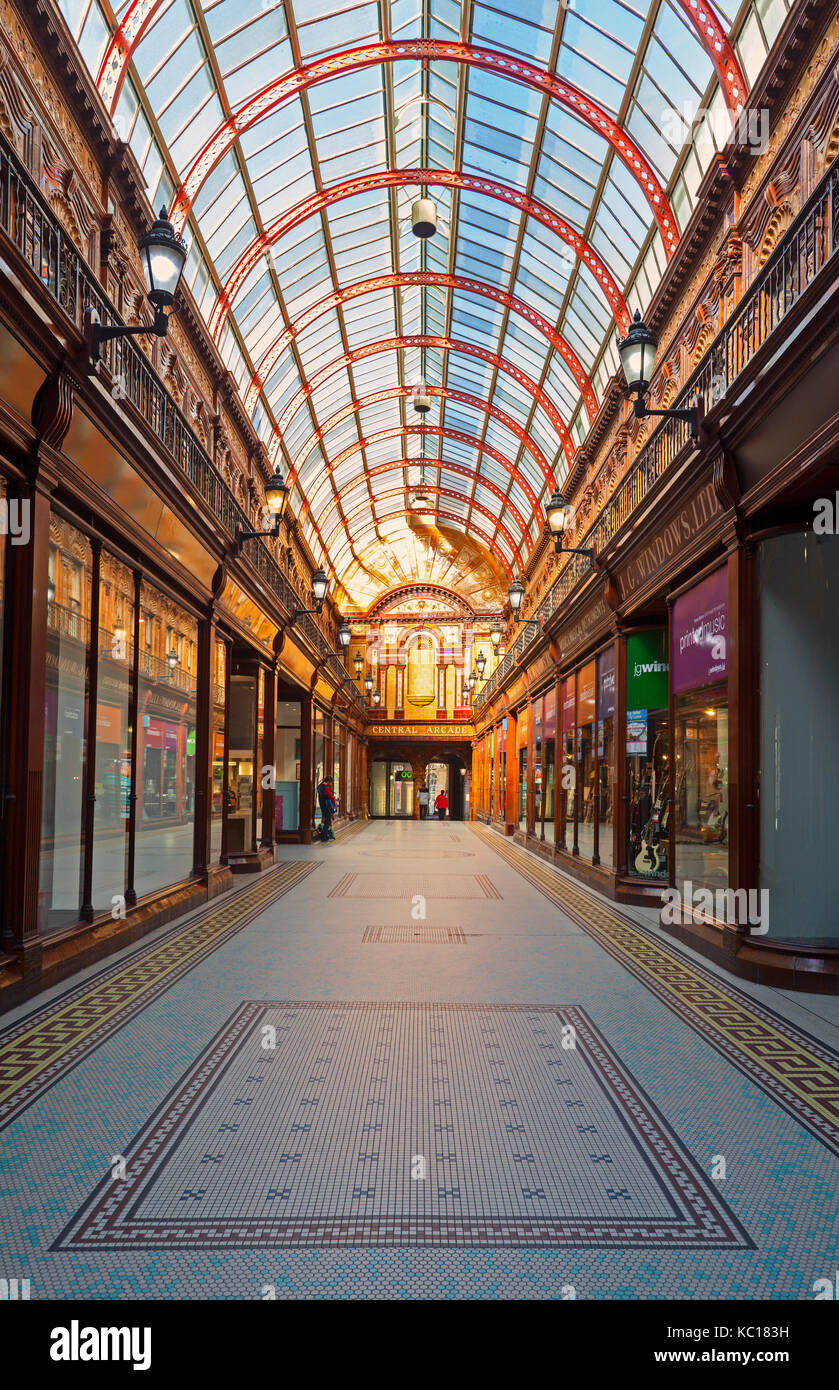 The Edwardian Central (shopping ) Arcade, in the Central Exchange building in Grey Street. Part  "Grainger Town". Tyne and Wear, Tyneside, England Stock Photo