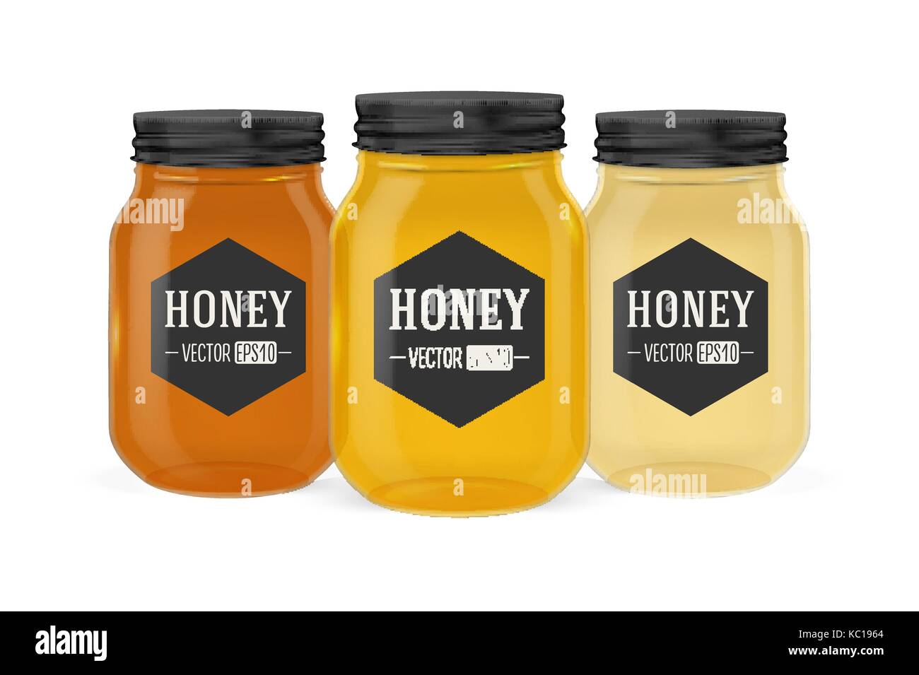 Download Vector Realistic Glass Jar Of Honey Set With Golden Lid Closeup Isolated On White Background Design Template For Advertise Branding Mockup Eps10 Stock Vector Image Art Alamy