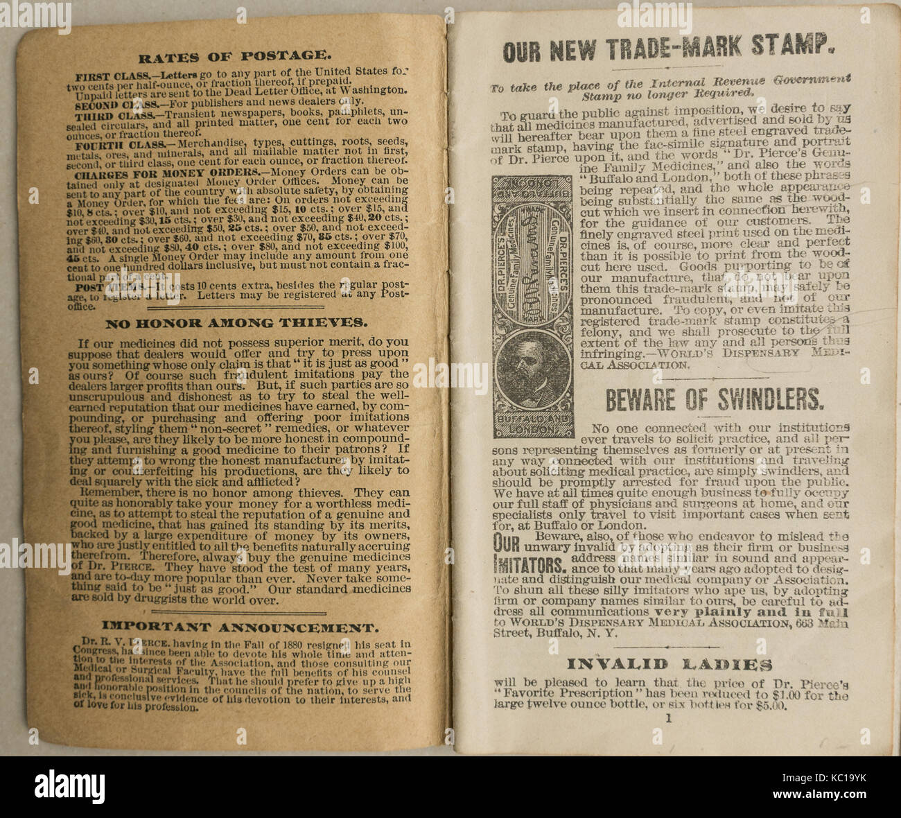 Inside front cover of old 1885 19th century notebook called Pierce's ...