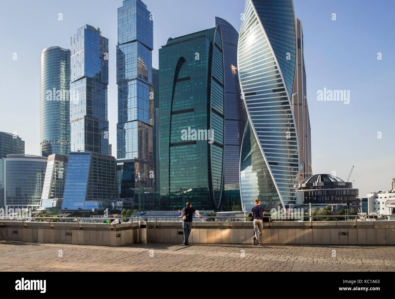 Modern high rise skyscrapers of Moscow International Business Centre, aka Moscow City, a commercial centre in Presnensky District, Mocow, Russia. Stock Photo