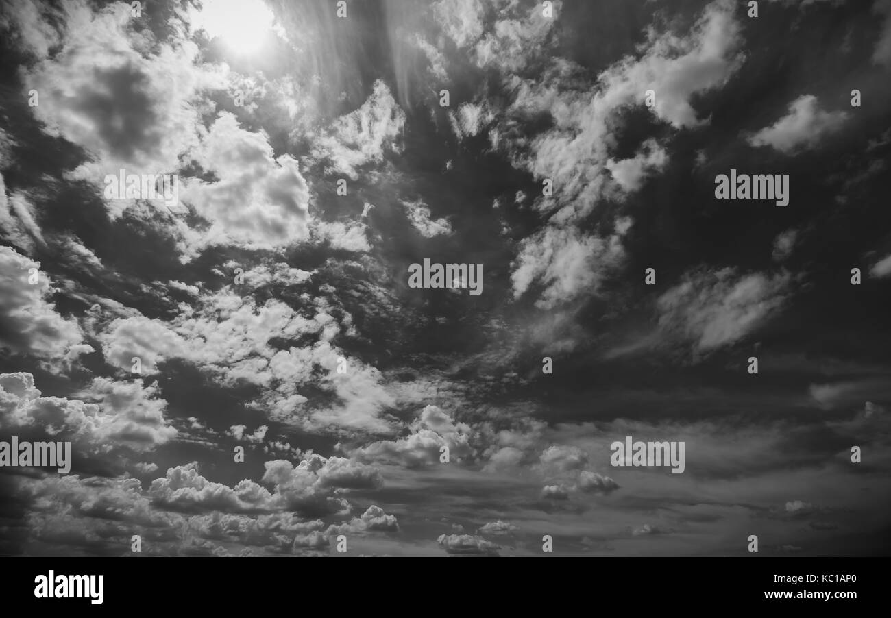 Panorama shot of sky and clouds in black and white theme Stock Photo ...