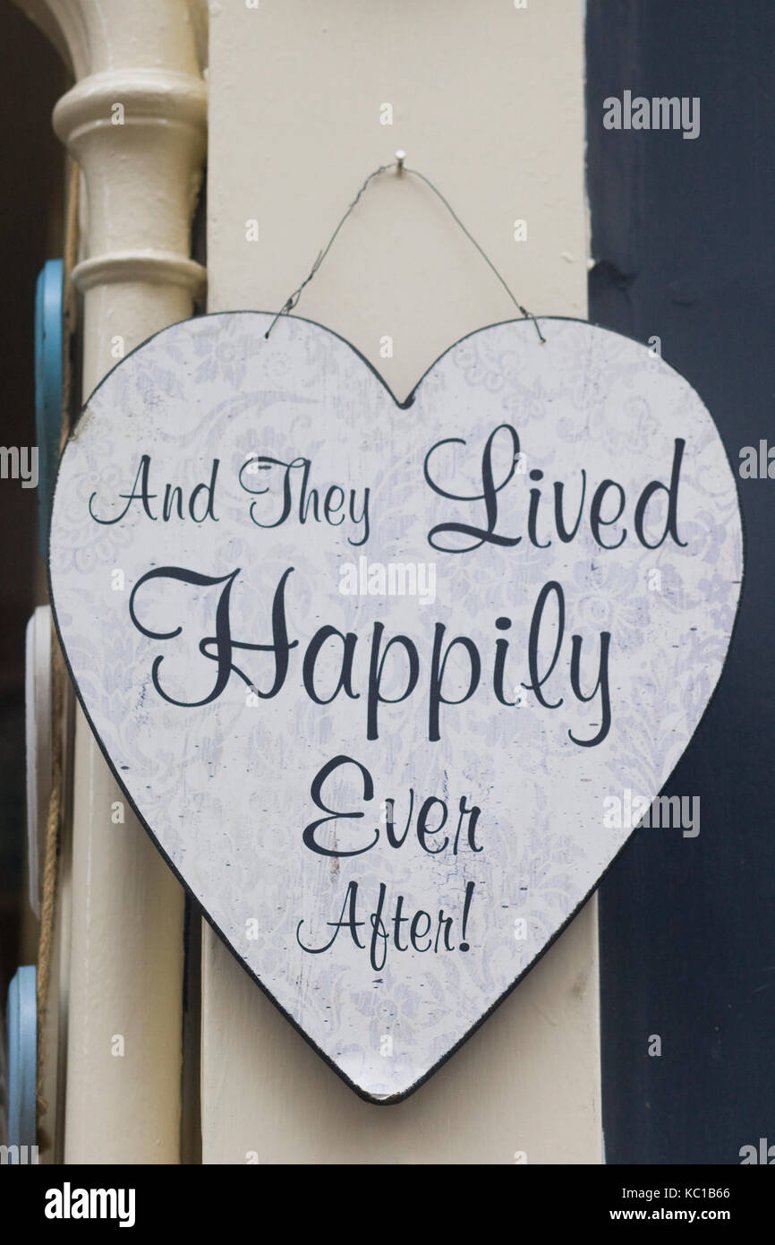 Decoratiove Wooden Heart And They Lived Happily Ever After Stock Photo Alamy