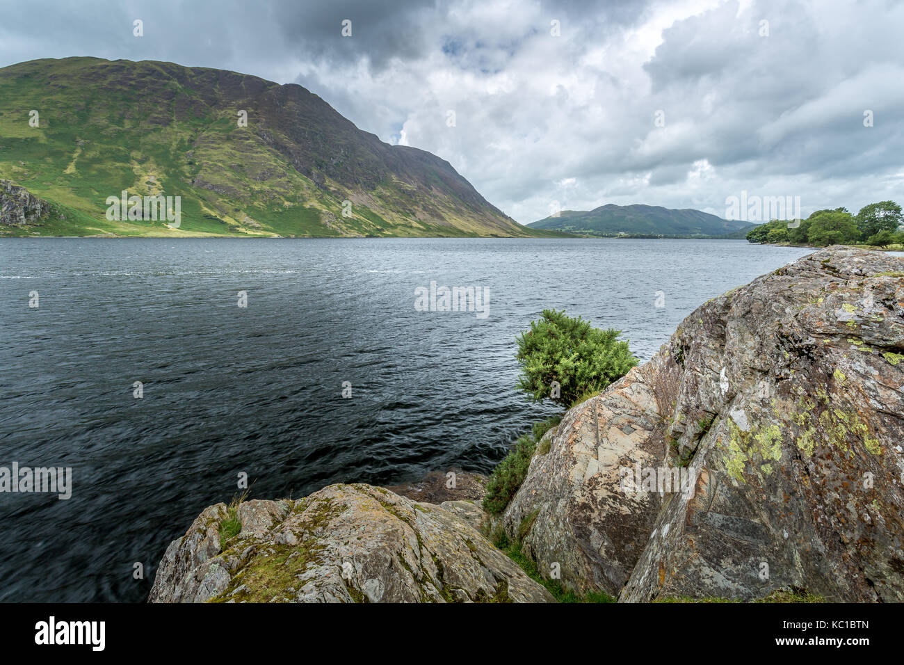 A landscape view of Crummock Water, one of the lakes in the Lake District, Cumbria, United Kingdom. Stock Photo